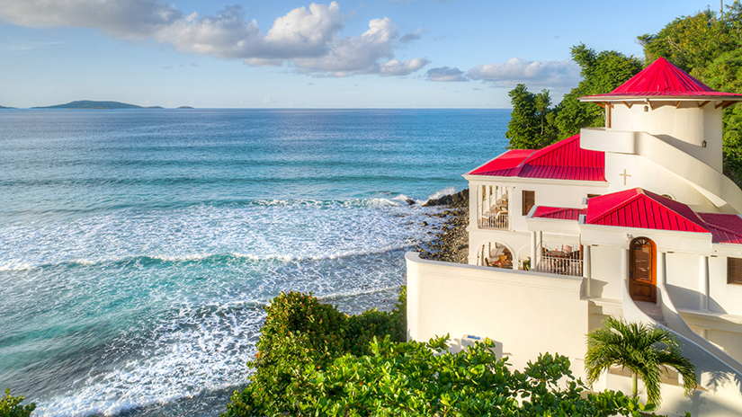 Inspirato luxury vacation home in Tortola, British West Indies overlooking the ocean.
