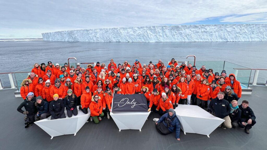 A group shot of all the attendees of the Antartica Expedition with Inspirato. 