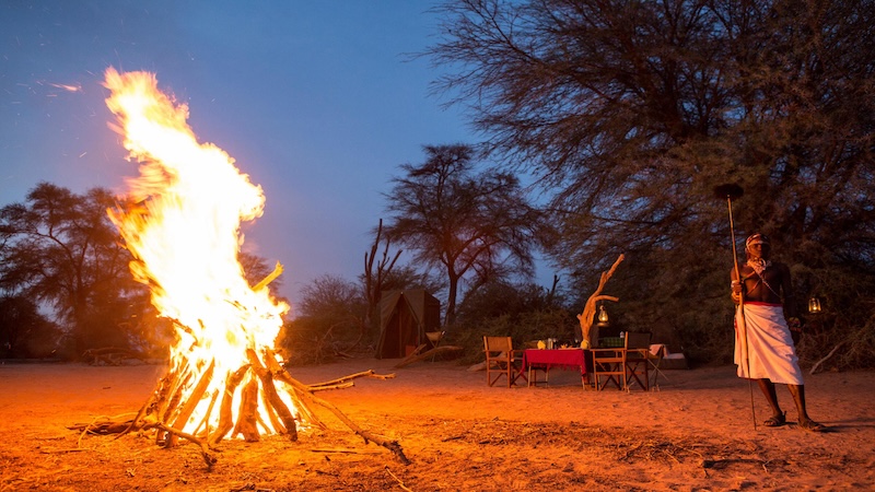 A bonfire at camp